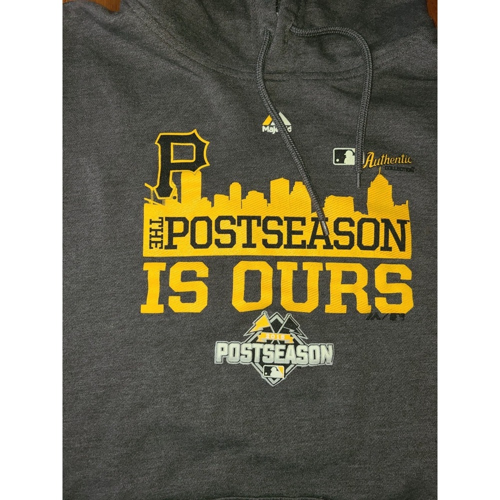 Pittsburgh Pirates Majestic Hoodie Black Authentic 2XL Gray Postseason Men's
